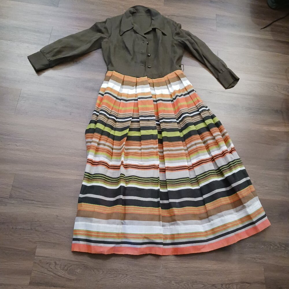 RARE TRUE VINTAGE US 1970S BOHO HIPPIE CHIC DRESS SZ 10 USED